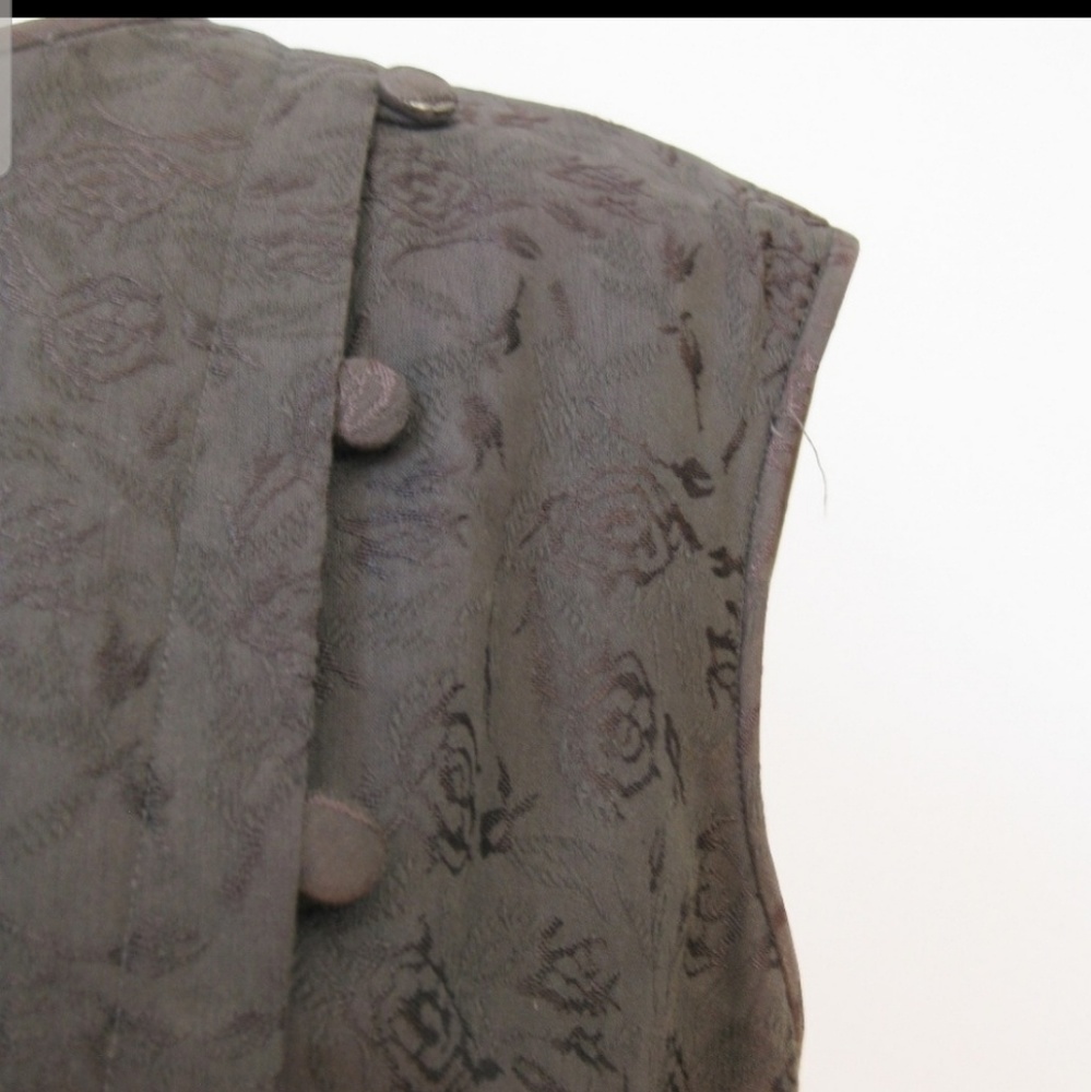 Vintage 1950's silk jacquard little black dress M - Picture 7 of 7